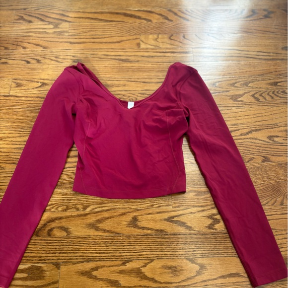 lululemon athletica Tops - lululemon athletica Wine Red Long Sleeve Crop Top